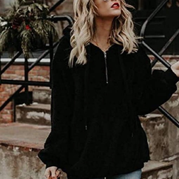 - 🍁BLACK FLEECE HALF ZIP PULLOVER - Picture 2 of 2